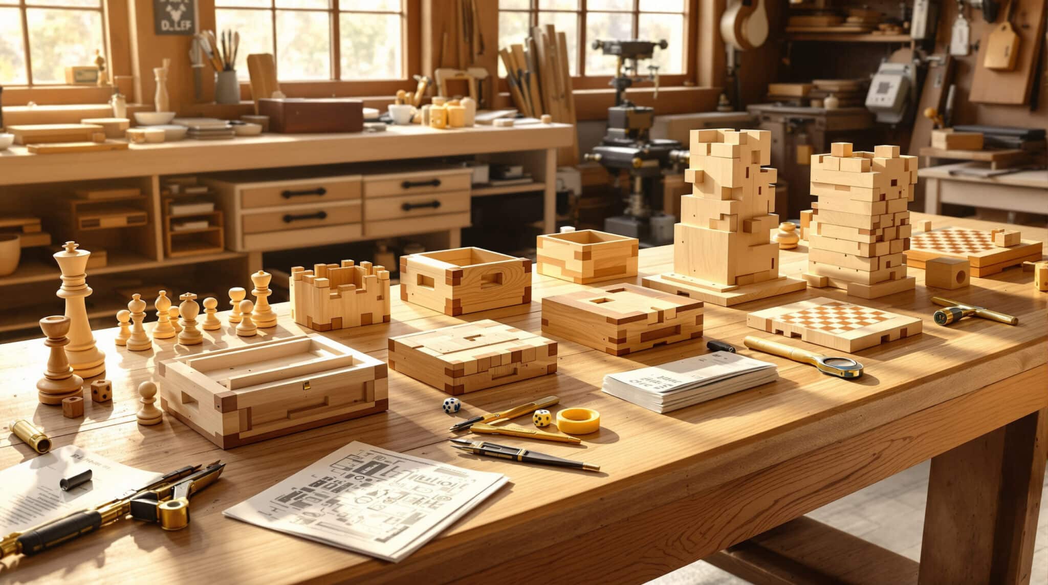 découvrez 8 projets créatifs de jeux en bois à fabriquer vous-même, avec des plans détaillés à télécharger pour réaliser facilement vos créations.