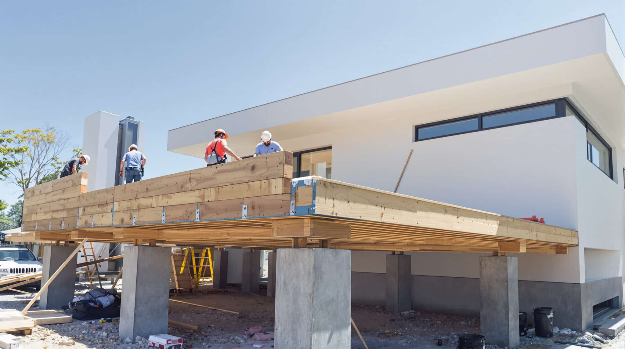 apprenez à créer une terrasse sur pilotis avec un escalier intégré pour un espace extérieur pratique et esthétique. guide complet étape par étape.