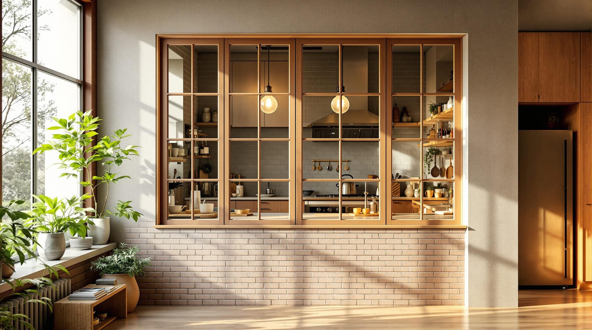 découvrez comment créer une cuisine semi-ouverte élégante en installant une verrière en bois sur une allège en maçonnerie pour un espace lumineux et convivial.
