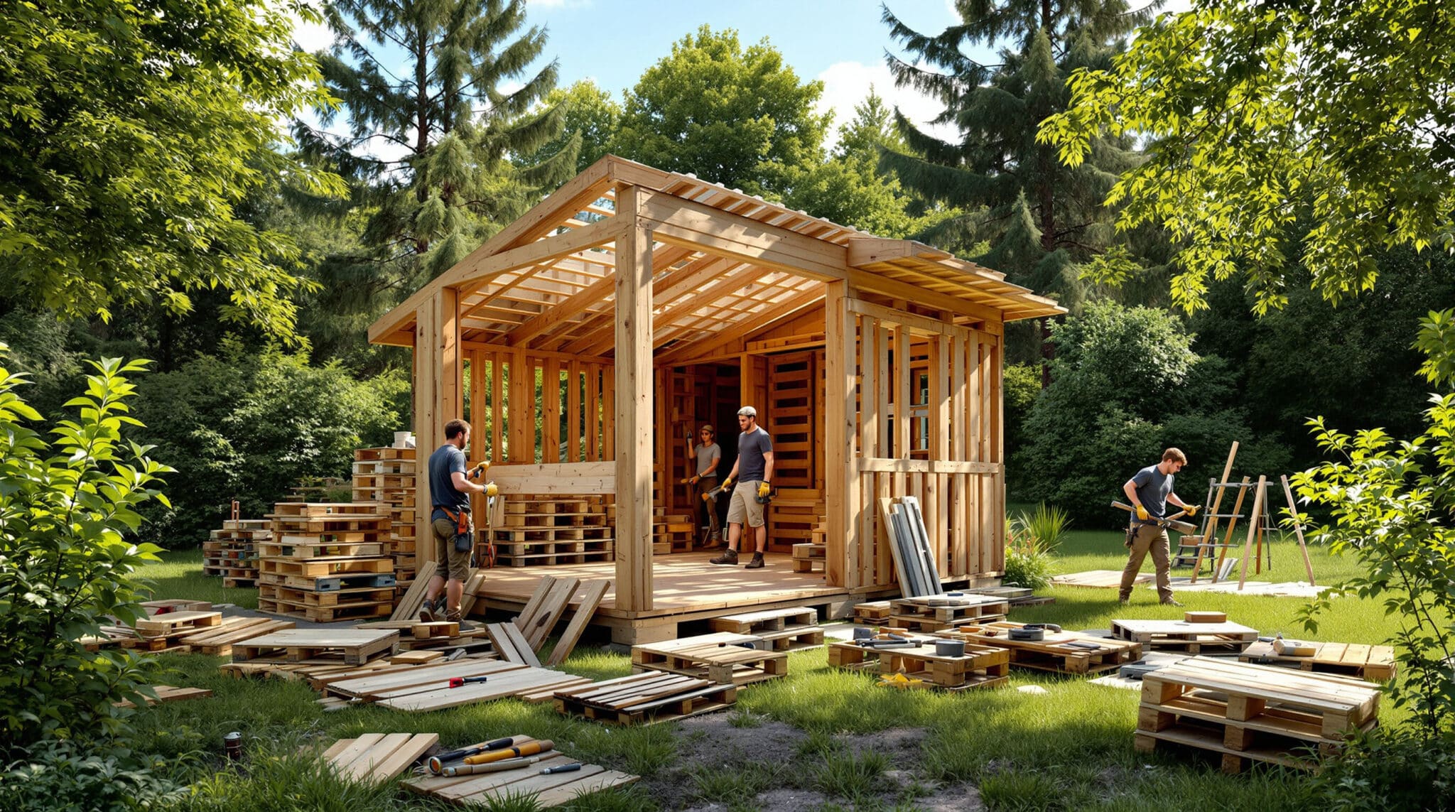 découvrez comment créer une oasis en plein air grâce à notre guide pratique pour construire une cabane avec des palettes, étape par étape et avec des matériaux recyclés.